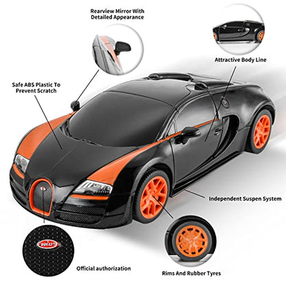 BEZGAR 1:24 Bugatti Remote Control Car Licensed Bugatti Grand Sport Vitesse | Official Bugatti Replica, 2.4GHz Interference-Free Control, Ideal Toy for Boys 6-8, 8-12 & Adults, Hobby Collectible Model - color: Bugatti-1:24 Bugatti Grand Sport Vitesse