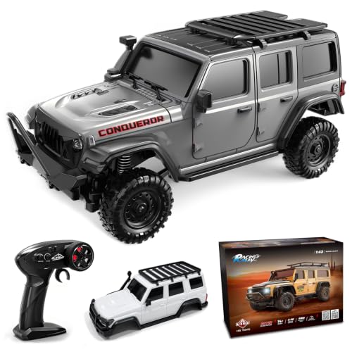 1:43 Scale RC Crawler, HB-R43 Mini 4WD Off-Road RC Jeep Car RTR for Adults Hobby Gifts Toys - color: Light Gray