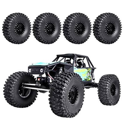 HobbyPark Aluminum 2.2 Beadlock Wheels and Soft Rubber Tires Height 5.67inch/144mm with Foam Inserts Good Grip for 1/10 RC Crawler, w/Beadlocks Mounting Tool, Set of 4