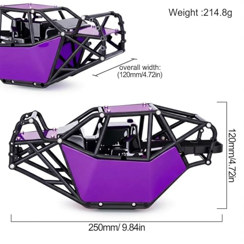 AMK RC Crawler Roll Cage, 1/10 Scale Nylon Rock Buggy Body Cage for Axial SCX10 SCX10 II, Durable RC Rock Crawler Upgrade Part (Purple) - color: Purple