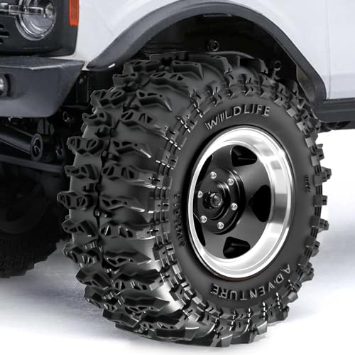 1.3" Beadlock Wheel Tires, Aluminum 1.3 Beadlock Wheels and Tires Upgraded 1.45-inch Wheel for for 1/24 SCX24 AX24 FCX24 1/18 TRX4M FMS RC Crawler Car Upgrade (Black) - color: Balck