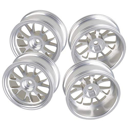Mxfans 4PCS RC Silver Y-Shape Wheel Rim Aluminum Alloy Upgrade 52mm Diameter Wheel Rim RC 1/10 On-Road Car & Drift Car