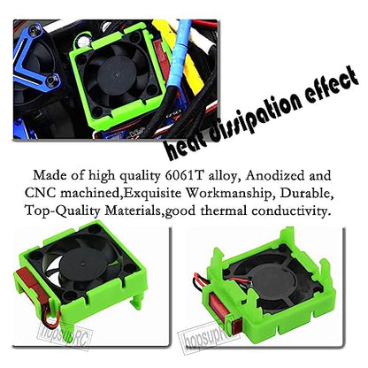 Upgrades for 1/10 Slash/Stampede/Bandit 2WD 4WD,Aluminum 3660 540 550 Motor Cooling Fan with 36-38mm Adjustable Mount&VXL-3s ESC Cooling Fan High Velocity Fan Heatsink Set,Green - color: Green/for Slash