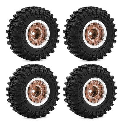 0.7 Inch RC Crawler Tires and Wheels Set 40×16mm for 1/30 Scale Axial SCX30 (Bronze) - color: Bronze