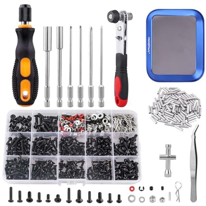 HobbyPark 620pcs RC Screw Kit Screws Assortment Set Hardware RC Repair Tool Kit RC Screwdrivers Hex Drivers w/Tray for Traxxas Arrma Axial Redcat Losi 1/8 1/10 1/12 1/16 Scale RC Car Truck Crawler