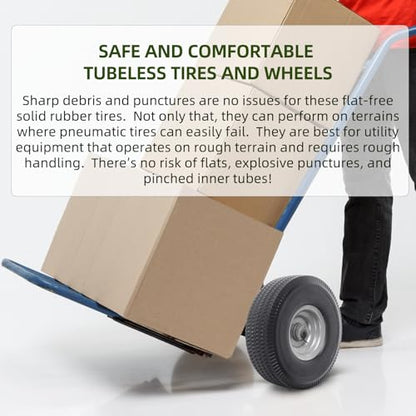AR-PRO (2-Pack) 10-Inch Solid Wheel Replacement - 4.10/3.50-4 Flat Free Tire and Wheel with 5/8 extra 3/4 &1/2 Bearings and 2.25" Offset Hub - Compatible with Hand Truck, Generator, Gorilla Carts - size: 10‘’