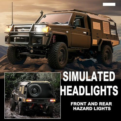 jaming WPL MN82S 1/12 RC Rock Crawler, 2.4Ghz Remote Control Truck, 4WD Off-Road RC Pickup with LED Lights Hobby Grade Toy Gifts for Adults Kids (MN-82S LC79) - color: Black