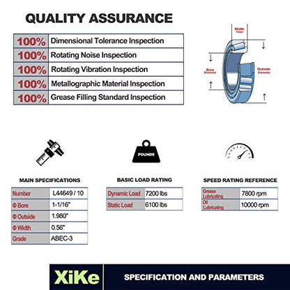 XiKe 2000-2200 Lbs Axles Trailer Bearings Kit L44649 L44610, 1 Set | Fits 1-1/16" 2000-2200 Lbs Axles, 12192TB Seal OD 1.980", Dust Cover & Cotter Pin, Rotary Quiet High Speed, Durable - size: L44649/L44610, style: 1 Set