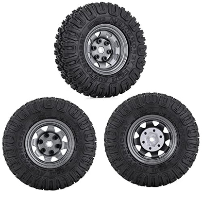 4PCS 1.55 inch 85mm Rubber Terrain Crawler Tires Metal Beadlock Wheel Rims Tires Set Compatible with 1/10 RC Crawler Car Axial AX90069 D90 TF2 Tamiya CC01 LC70 MST JIMNY (Grey) - color: 85mm-gray