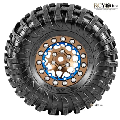 RC Aluminum 1.3" Beadlock Wheel Tires Set w/Wheels Ring for 1/18 1/24 Trx4m SCX24 FCX24 RC Crawler Car,1.3 Crawler Tires,(4PCS) Wheel Rim Soft Rubber Tire,Wheels and Rim,Brown