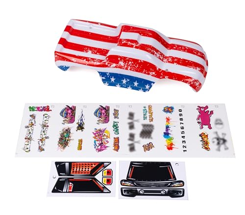SummitLink Custom Body Compatible for 1/10 Scale RC Car or Truck (Truck not Included) (Flag Strip) - style: Flag Strip