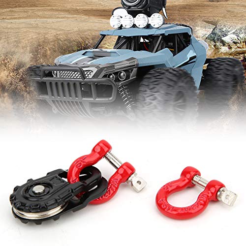 Acouto Equipment Three Piece Set Rc Steel Rope Pulley Lock Sleeve for Rc Model Car Climbing Vehicle Rc Crawler Accessories 1 10 Scale Snatch Block Winch Tow Strap Hook Trailer Stra