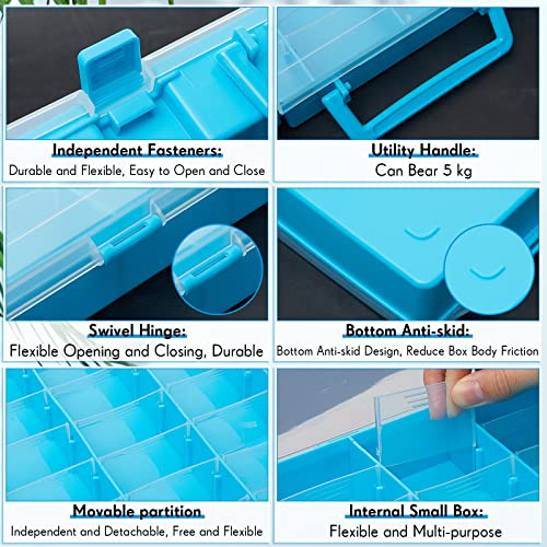 2 Pcs 48 Grids Plastic Bead Organizer Box with Divider, Blue - color: Blue