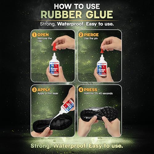 Adhesive Guru Rubber Glue (2x0.7 oz) - Heavy Duty Super Glue for Rubber, Rc Tires, Shoes, Soles, Seals, Gaskets & DIY Fast Bonding & Weatherproof Glue for Automative & Crafts - 2 Pack - size: 2 Pack, style: Rubber Glue