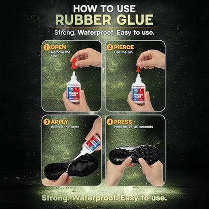 Adhesive Guru Rubber Glue (2x0.7 oz) - Heavy Duty Super Glue for Rubber, Rc Tires, Shoes, Soles, Seals, Gaskets & DIY Fast Bonding & Weatherproof Glue for Automative & Crafts - 2 Pack - size: 2 Pack, style: Rubber Glue