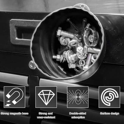 Magnetic Nut Cup, Curved Magnetic Parts Tray Bolts Organizer Holds Up to 5 Pounds, Multi-Use Nuts Screws Bowl Small Parts Tray Attaches to Metal Surface, Car Accessories (Black) - color: Black
