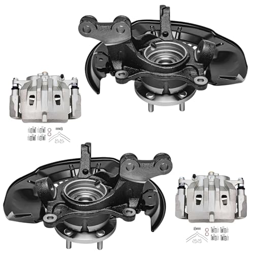 Detroit Axle - AWD Front Steering Knuckles Hubs Brake Calipers w/Brackets | Replacement for 2008-2011 Toyota Highlander [3.5L] - 4pc Set - size: 4BU50509/Kit