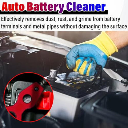 Car Battery Terminal Cleaning Brush, 4 in 1 Auto Battery Cleaner (Red) | Anti-Rust Battery Terminals Machine Parts Cleaning Tool with Steel Wire for Plumbing Installation Soldering Brazing - color: Red