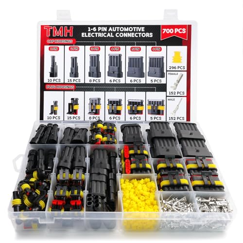 TMH 700 Pcs 1/2/3/4/5/6 Pin Electrical Connector Kit 22-16 AWG, Automotive Electrical Wire Terminal Connectors Male&Female Pin Automotive for Car Truck Motorcycle Marine Boat - size: 1/2/3/4/5/6 Pin (700 Pcs)