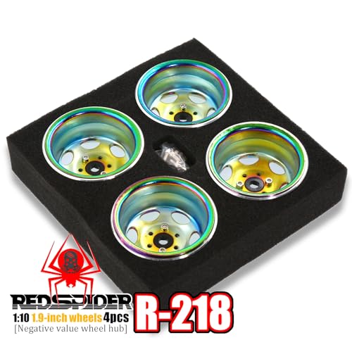REDSPIDER•Negative Offset -10mm 1.9'' Beadlock Wheels Deep Dish Metal(4pcs) Retro Design for Scale 1/10 RC Crawler Axial SCX10 TRX4 VS4-10 Redcat Gen8 RC4WD D90 Rock Crawler (Titanium) - color: Titanium