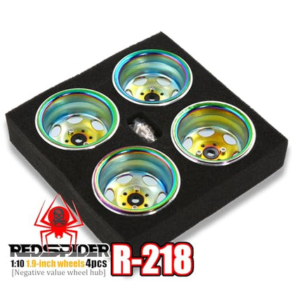 REDSPIDER•Negative Offset -10mm 1.9'' Beadlock Wheels Deep Dish Metal(4pcs) Retro Design for Scale 1/10 RC Crawler Axial SCX10 TRX4 VS4-10 Redcat Gen8 RC4WD D90 Rock Crawler (Titanium) - color: Titanium