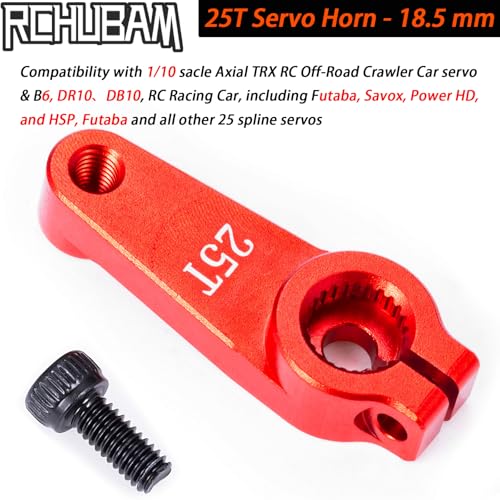 RCHUBAM Universal Aluminum 25T Servo Horn Steering‑Arm for 1/10 RC Car | 2Pcs 25T (18.5mm),Servo Horn with Screw for Futaba Savox Power HD HSP Servos Motor - style: 2Pcs 25T (18.5mm)