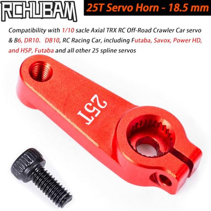 RCHUBAM Universal Aluminum 25T Servo Horn Steering‑Arm for 1/10 RC Car | 2Pcs 25T (18.5mm),Servo Horn with Screw for Futaba Savox Power HD HSP Servos Motor - style: 2Pcs 25T (18.5mm)