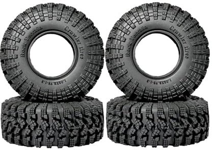1.3” RC Tires - 70x26mm All Terrain Tyres 4-Pack for TRX4M SCX24 Crawlers | Soft Sticky Rubber Tyre with Foam Insert for Mud/Rock Climbing Compatible with 1/18 1/24 AX24 TRX4M SCX24 FCX24 Micro Crawler