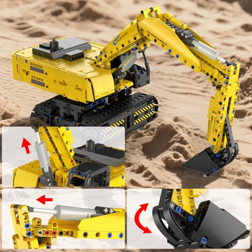Mould King RC Excavator Building Sets, 15061 Construction Engineering Model Kits with APP Remote Control Building Kits, MOC Construction Vehicles Sets for Adult(1113PCS) - style: Mechanischer Bagger 15061