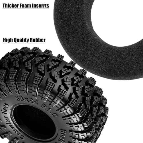 RC Full Brass 1.0 RC Wheel RC Tires for 1/18 1/24 Trx4m Axia l SCX24 RC Crawler,1.0" Beadlock RC Truck Tires and Wheel Highway Tires Wheel Rim,4PCS Style C - style: Style C