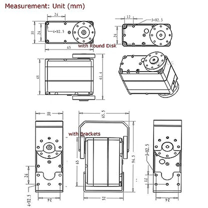 60KG Robot Servo Motor High Torque Stainless Steel Gear Digital Steering Large Servos with Mount Brackets - size: 60kg