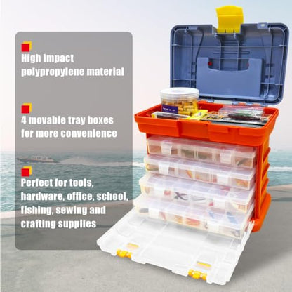 Torin Portable Tool Box, Small Parts Organizer with Drawers, tackle box | Customizable Compartments for Hardware, Fishing Tackle, Beads, or Crafts - size: 11IN