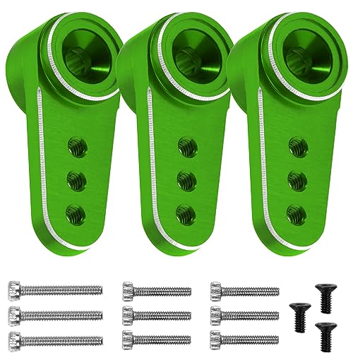 3Pack Aluminum 15T Servo Arm RC Mini Servo Horns Compatible with Emax ES08MA Servo Fit for Axial SCX24 1/24 RC Crawler (Green) - color: Green