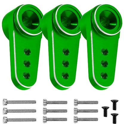 3Pack Aluminum 15T Servo Arm RC Mini Servo Horns Compatible with Emax ES08MA Servo Fit for Axial SCX24 1/24 RC Crawler (Green) - color: Green