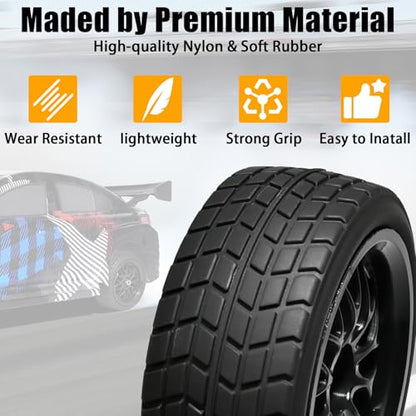 OD 2.65" On Road Rubber Tires Nylon Wheels- 12mm Hex for 1/10 RC Racing Car | Compatible with MJX HSP Tamiya HPI Kyosho Traxxas Sakura Redcat WLtoys 1/10 RC On-Road Racing Touring Car (4pcs, Black) - style: C-Black