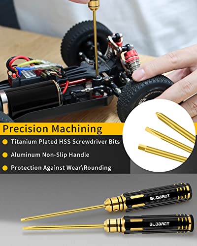 GLOBACT RC Repair Tool RC Screwdriver Kit for 1/8 1/10 RC Car, 26Pcs | Including RC Car Stand, RC Hex Driver Set, RC Plier, Screws Tray, Wrench, Body Reamer