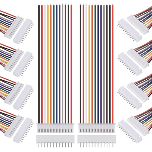 10Pairs JST-XH Connector Kit, XH 2.54mm 12 Pin Header Male and Female Connectors Plug Adapter with Flat Wire Cable 200mm 26AWG Compatible with JST XH (12P) - color: 12P