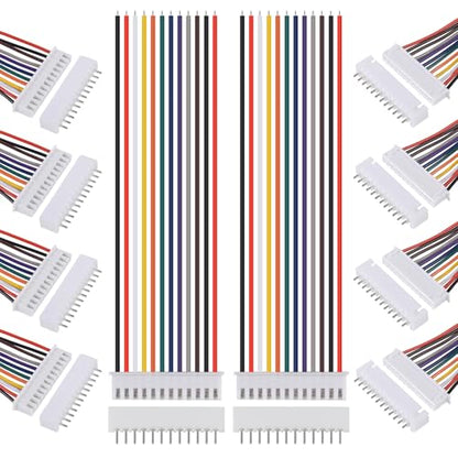 10Pairs JST-XH Connector Kit, XH 2.54mm 12 Pin Header Male and Female Connectors Plug Adapter with Flat Wire Cable 200mm 26AWG Compatible with JST XH (12P) - color: 12P