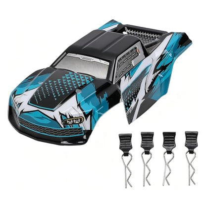 Aramox RC Car Truck Body Shell, RC Car Cover Graffiti Design PC Aerodynamic Shell with Installation Pins for 1/16 4W D High Speed SCY16101 16102 PRO (Blue) - color: Blue