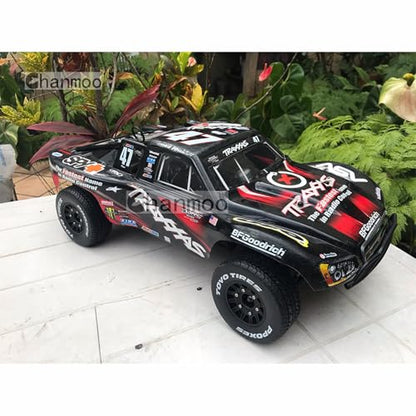 1/10 RC Short Course Truck Tires And Wheels With 12mm 14mm 17mm Hex 113mm 1/8 Rubber Tyres For 1/8 or 1/10 Scale On Road Car HSP Sonic 94102 GT PTG-2 Tamiya TT02 RC Racing Car 4PCS (Black A) - color: Black A