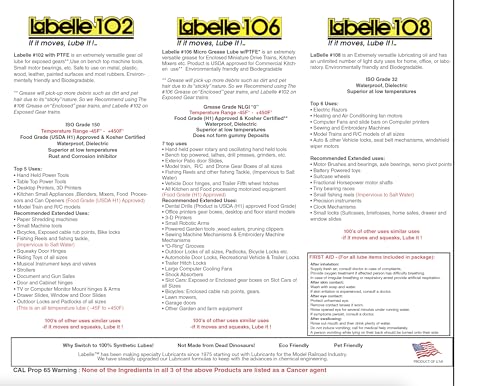 Labelle 1002 PTFE Lubricant 3-Pack – Oil, Grease & Gear Lube for N & Z Scale Trains, Slot Cars, RC Vehicles – Plastic-Safe, Precision Applicators, Made in USA