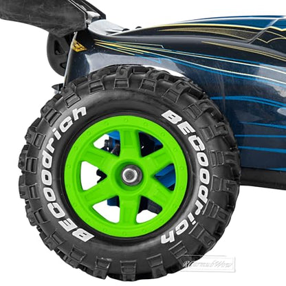 RC Wheels and Tires Off-Road Buggy Tires for 1/12 1/14 1/16 RC Off Road Monster Truck E-REVO Summit REDCAT HPI SAVAGEGT-2XS Volcano-16,1/12 1/14 1/16 Wheels Tires Set Pre-glued,Green