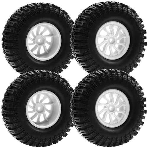 RC 1.9" RC Tires and Wheel Nylon Rims 12mm Hex Hub OD 106mm/4.25" Rubber Tyre 10-Spoke Compatible with 1/10 Axial SCX10 RC4WD D90 Tamiya CC01 TF2 Traxxas TRX4 RC Crawler (White) - color: White