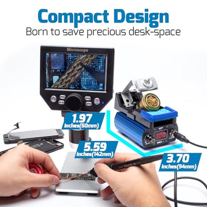 WEP 982-I Precision Soldering Iron Station with Temperature Control, Preset Channels, °C-°F Conversion, Sleep Mode, Automatic Shutdown, Calibration Functions C210 Compatible Soldering Tips