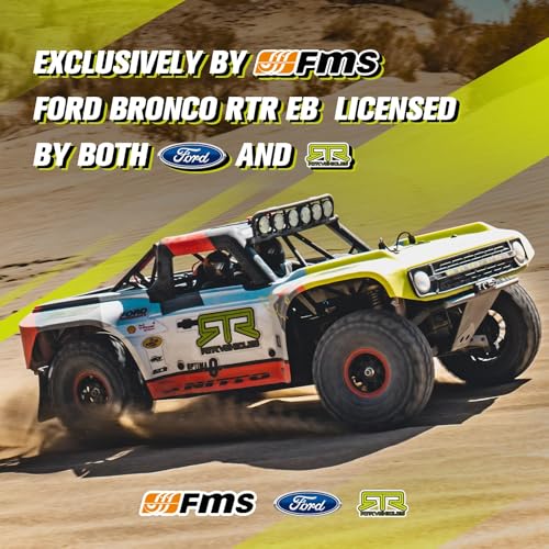 FMS 1/7 Ford Bronco RTR EB Fast RC Truck – Licensed by Ford & RTR Vehicles, 80km/h Short Course Truck, 4WD Brushless RC Car, CNC Metal Parts, Off-Road Rock Crawler 4x4 for Adults (2024 paint scheme) - style: Racing Livery B