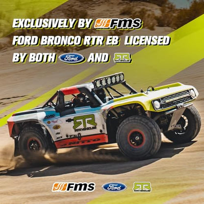 FMS 1/7 Ford Bronco RTR EB Fast RC Truck – Licensed by Ford & RTR Vehicles, 80km/h Short Course Truck, 4WD Brushless RC Car, CNC Metal Parts, Off-Road Rock Crawler 4x4 for Adults (2024 paint scheme) - style: Racing Livery B