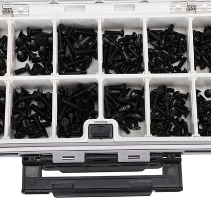 RC Screw Kit Fit for RC Cars Hardware Fasteners 537Pcs Stainless Steel M3 M4 Screws Hex Nuts for 1/8 1/10 /12/16 Scale Vehicles with Dual Sided Storage Box