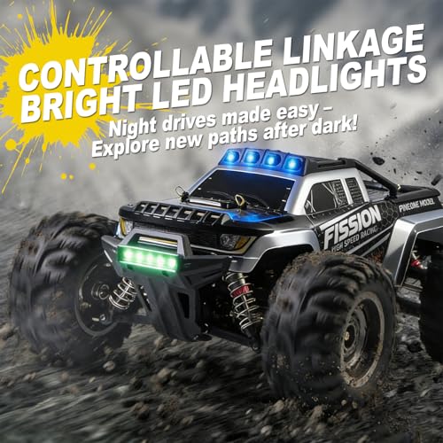 A ALPHA Brushless RC Monster Truck with Metal Drivetrain & ESP Stability, Upgrade-Free 1/12 4WD RC Truck Built for Repeated High-Speed Runs