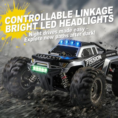 A ALPHA Brushless RC Monster Truck with Metal Drivetrain & ESP Stability, Upgrade-Free 1/12 4WD RC Truck Built for Repeated High-Speed Runs