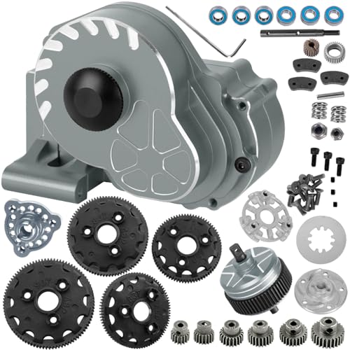 RC Upgrades Part for 1/10 Slash/Rustler/Stampede/Bandit 2WD (VXL) Drag Slash/Bigfoot,Transmission Gearbox & 48P Gear & Slipper Clutch Kit Pressure Plate & Complete Differential,Titanium - color: Titanium - (Upgrades Gearbox)